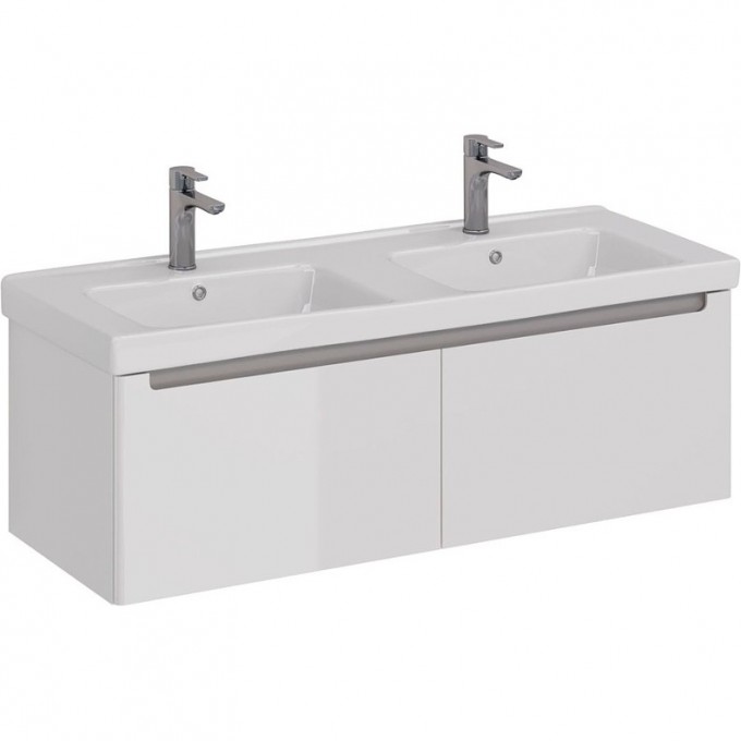 Тумба LEMARK BUNO MINI 125 см под 2 раковины, подвесная, 2 ящика, белый глянец LM05BM125T Тумба LEMARK BUNO MINI 125 см под 2 раковины, подвесная, 2 ящика, белый глянец LM05BM125T