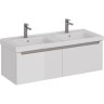 Тумба LEMARK BUNO MINI 125 см под 2 раковины, подвесная, 2 ящика, белый глянец LM05BM125T