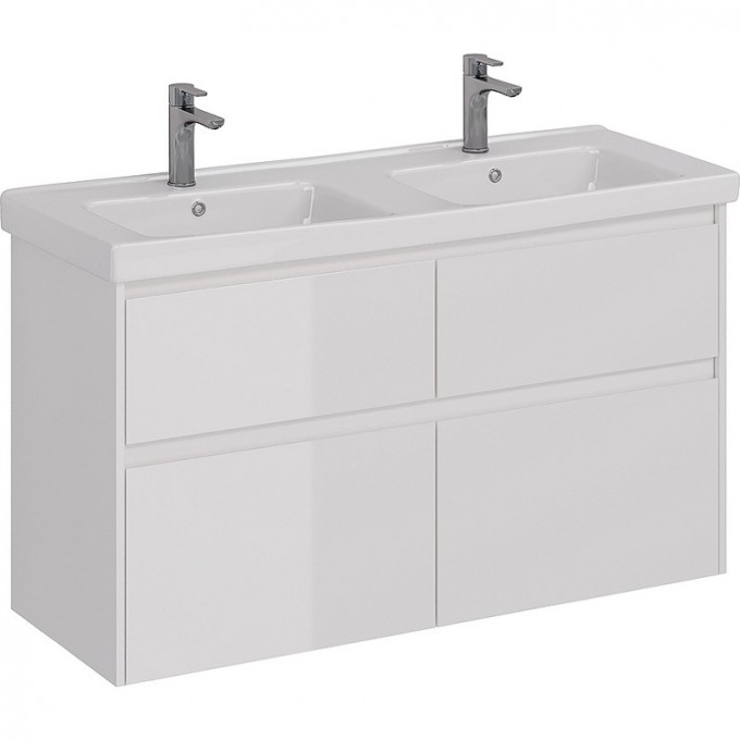 Тумба LEMARK COMBI 125 см под 2 раковины, подвесная/напольная, 4 ящика, белый глянец LM03C125T Тумба LEMARK COMBI 125 см под 2 раковины, подвесная/напольная, 4 ящика, белый глянец LM03C125T